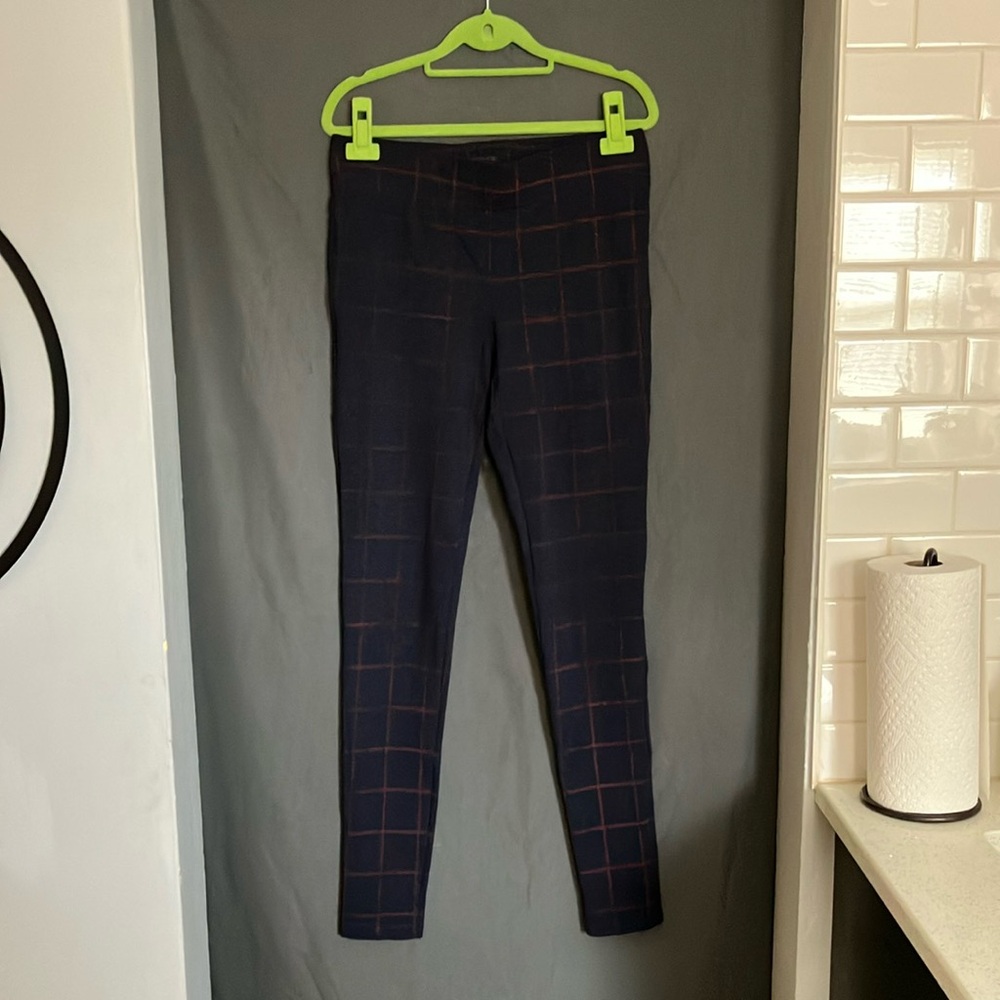 LOFT Dark Blue Checkered Leggings